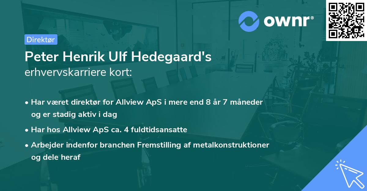 Peter Henrik Ulf Hedegaard's erhvervskarriere kort