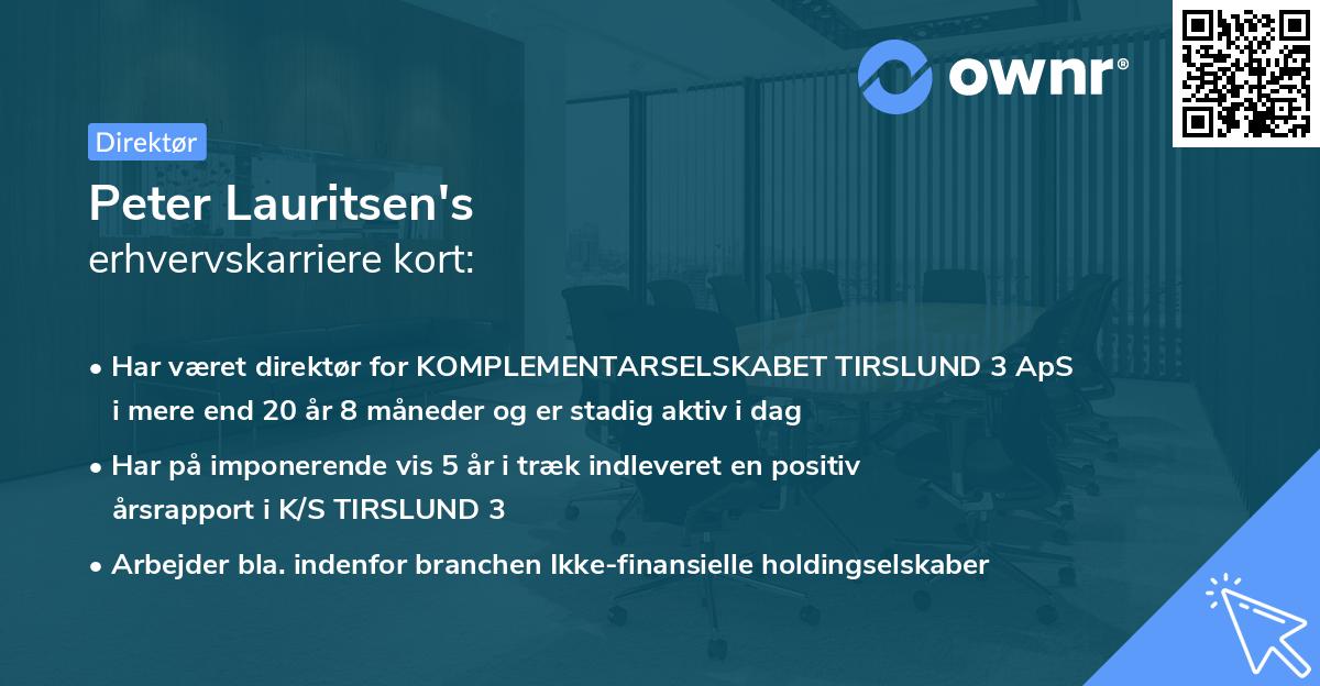 Peter Lauritsen's erhvervskarriere kort