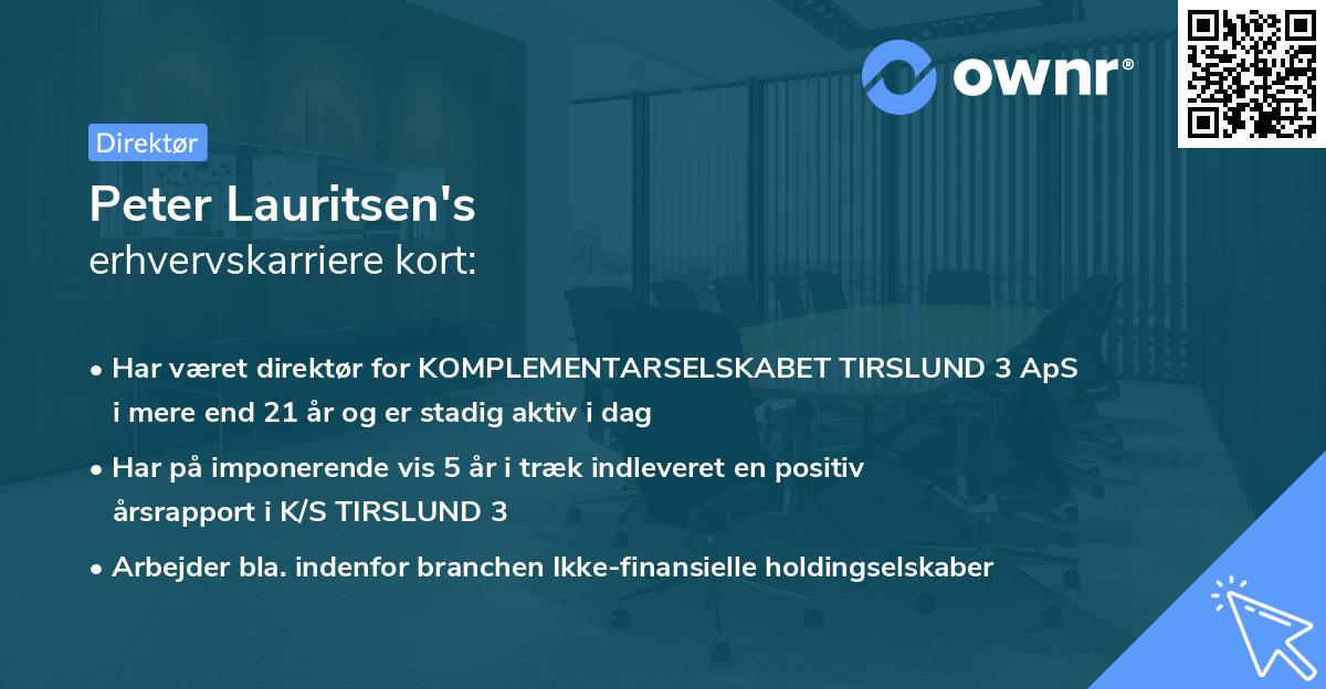 Peter Lauritsen's erhvervskarriere kort