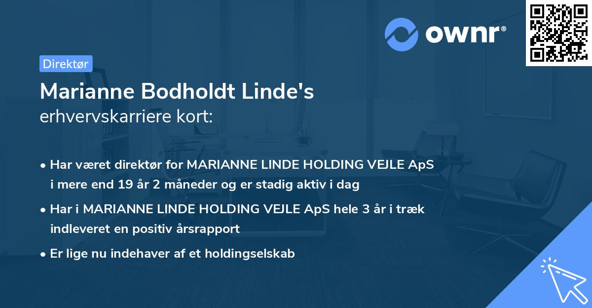 Marianne Bodholdt Linde's erhvervskarriere kort