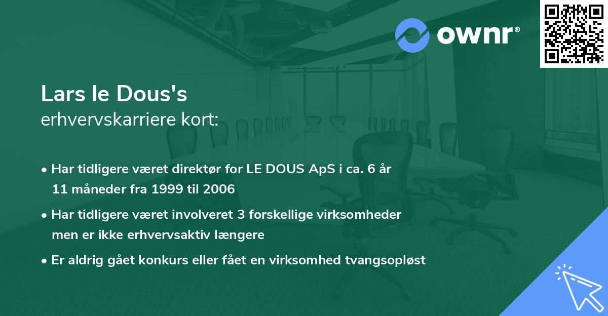 Lars le Dous's erhvervskarriere kort