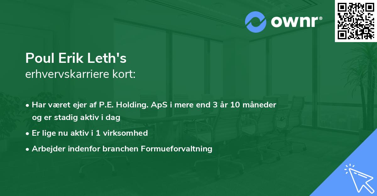 Poul Erik Leth's erhvervskarriere kort