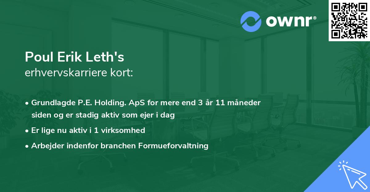 Poul Erik Leth's erhvervskarriere kort