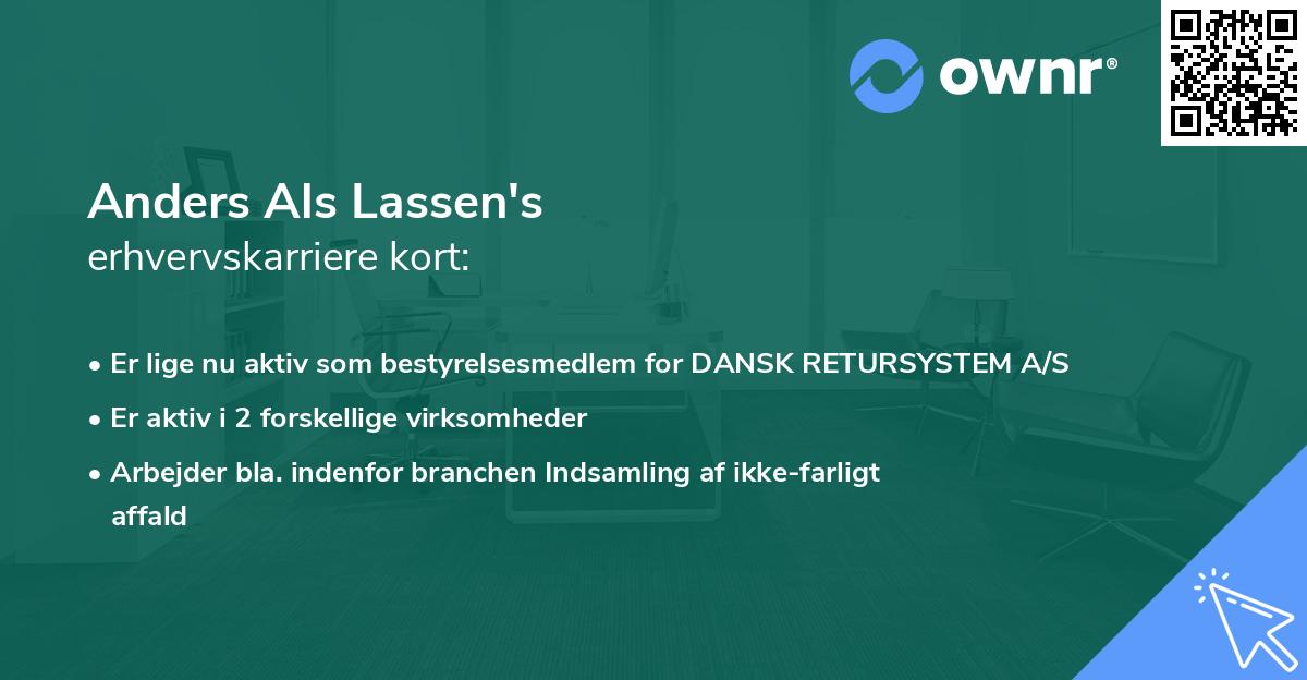 Anders Als Lassen's erhvervskarriere kort