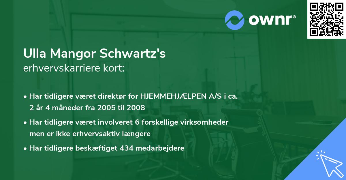 Ulla Mangor Schwartz's erhvervskarriere kort