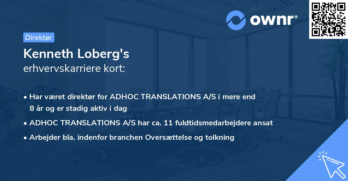 Kenneth Loberg's erhvervskarriere kort