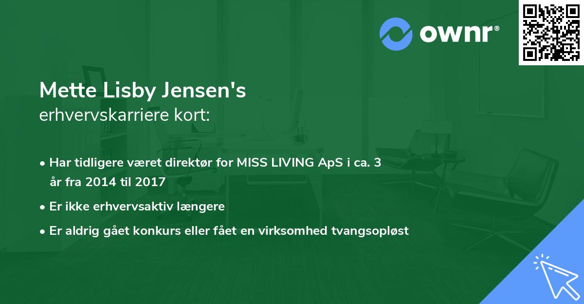 Mette Lisby Jensen's erhvervskarriere kort