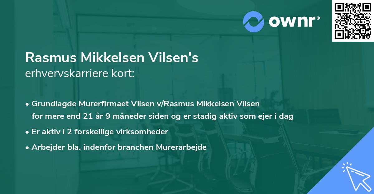 Rasmus Mikkelsen Vilsen's erhvervskarriere kort