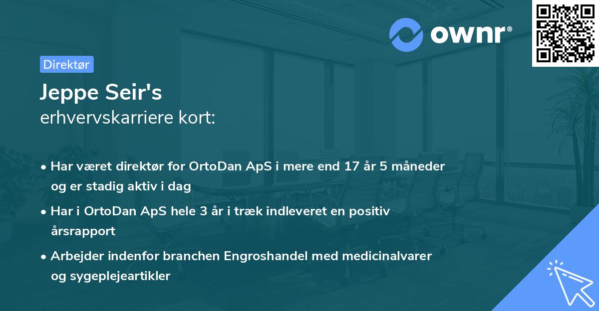 Jeppe Seir's erhvervskarriere kort