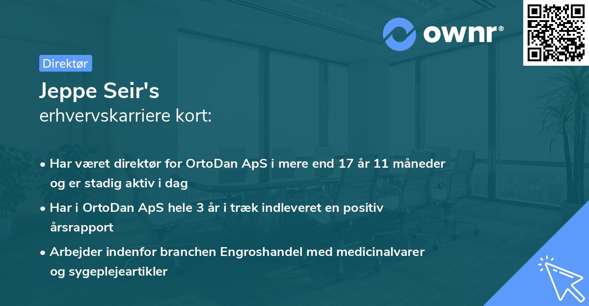 Jeppe Seir's erhvervskarriere kort