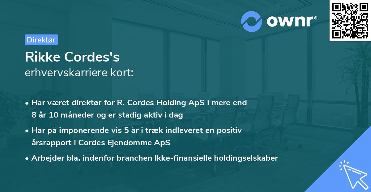 Rikke Cordes's erhvervskarriere kort