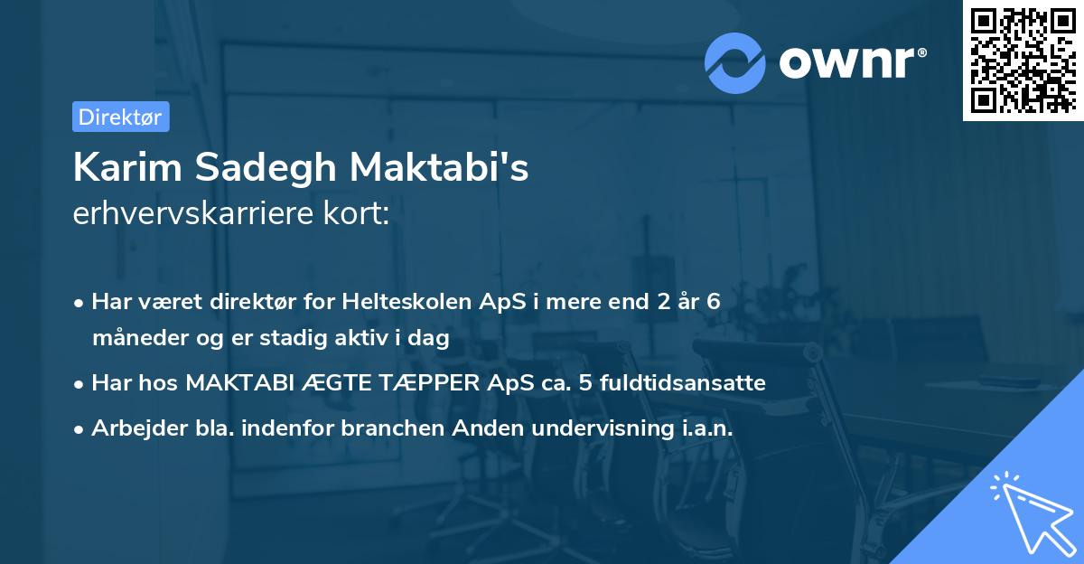 Karim Sadegh Maktabi's erhvervskarriere kort