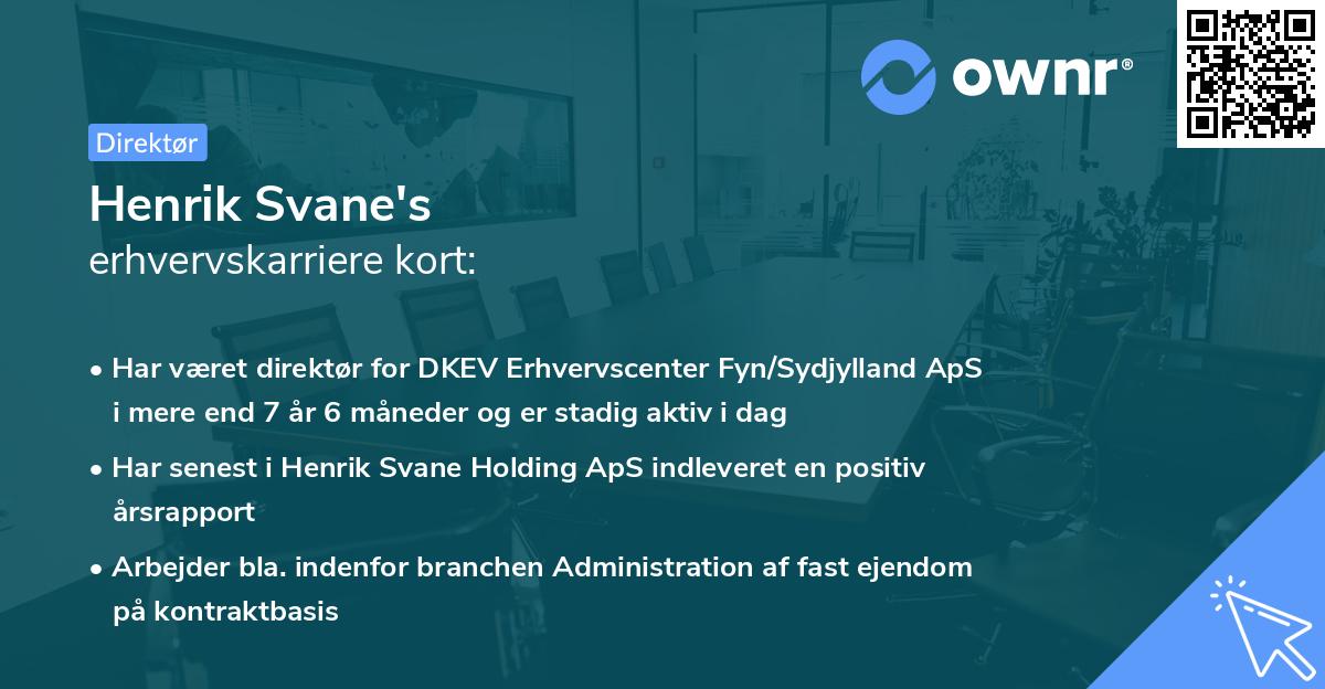 Henrik Svane's erhvervskarriere kort