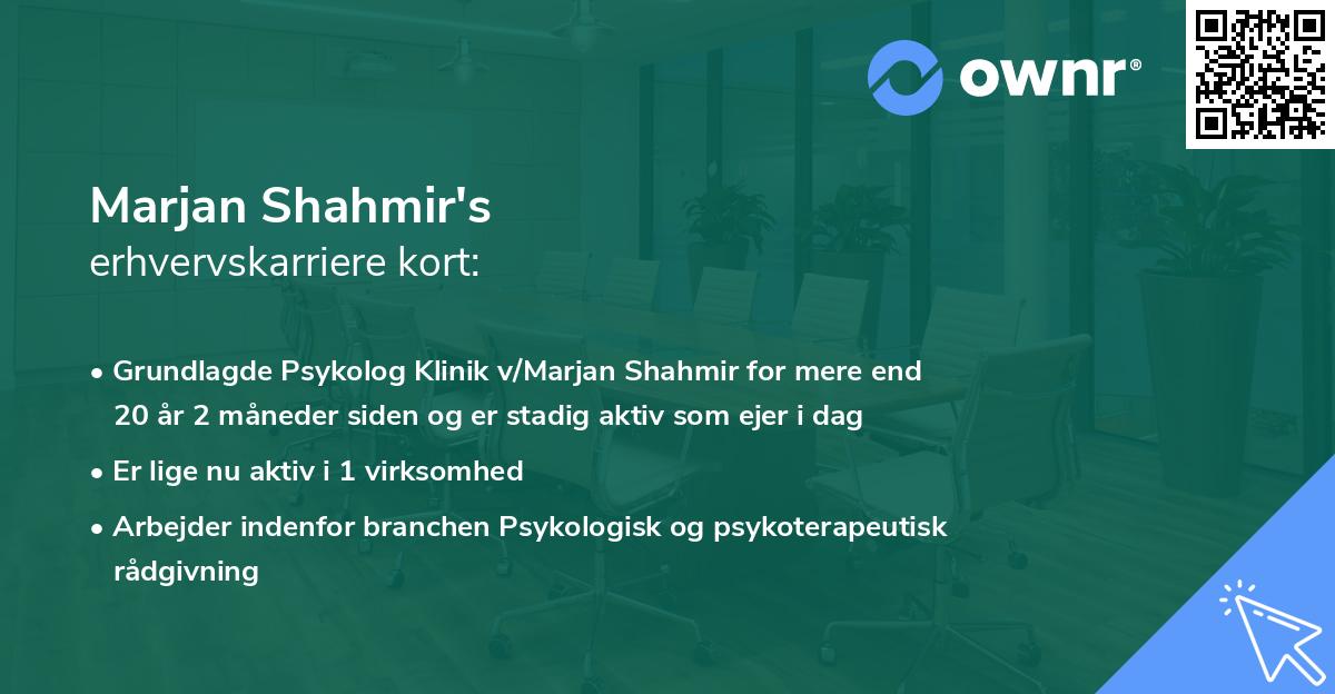 Marjan Shahmir's erhvervskarriere kort