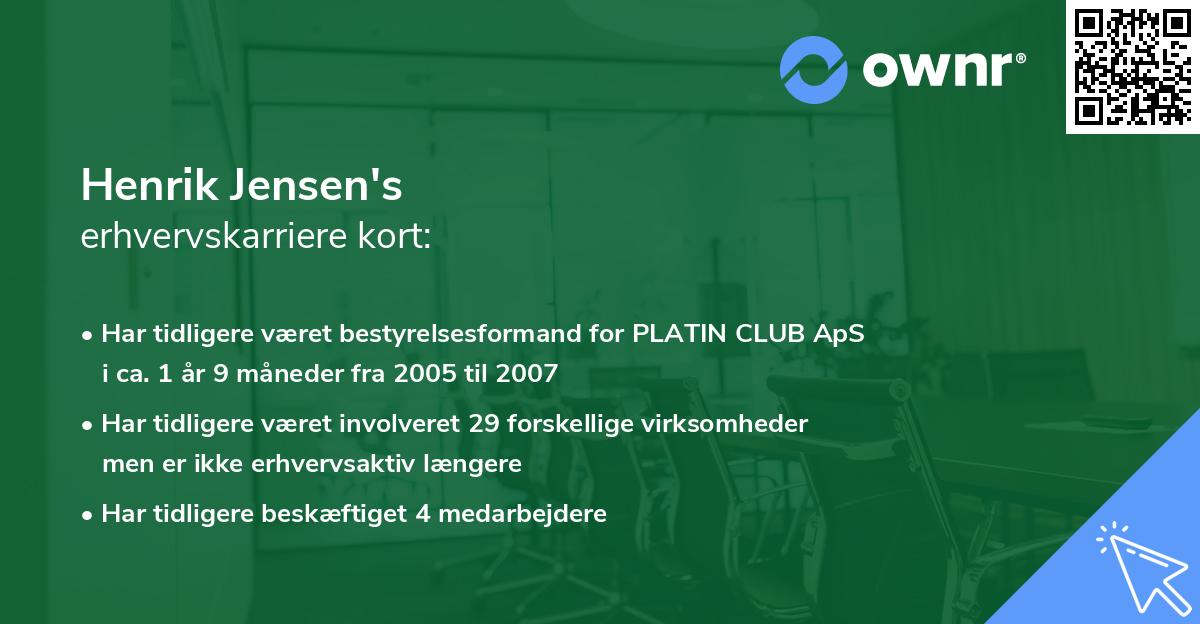 Henrik Jensen's erhvervskarriere kort