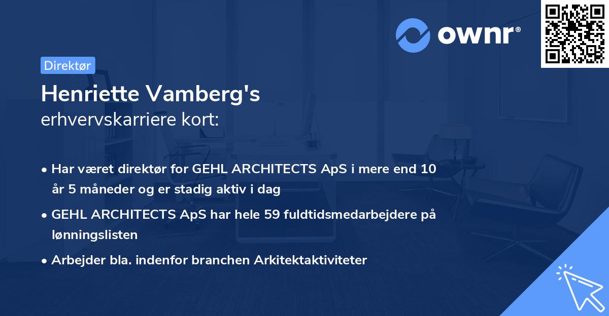 Henriette Vamberg's erhvervskarriere kort