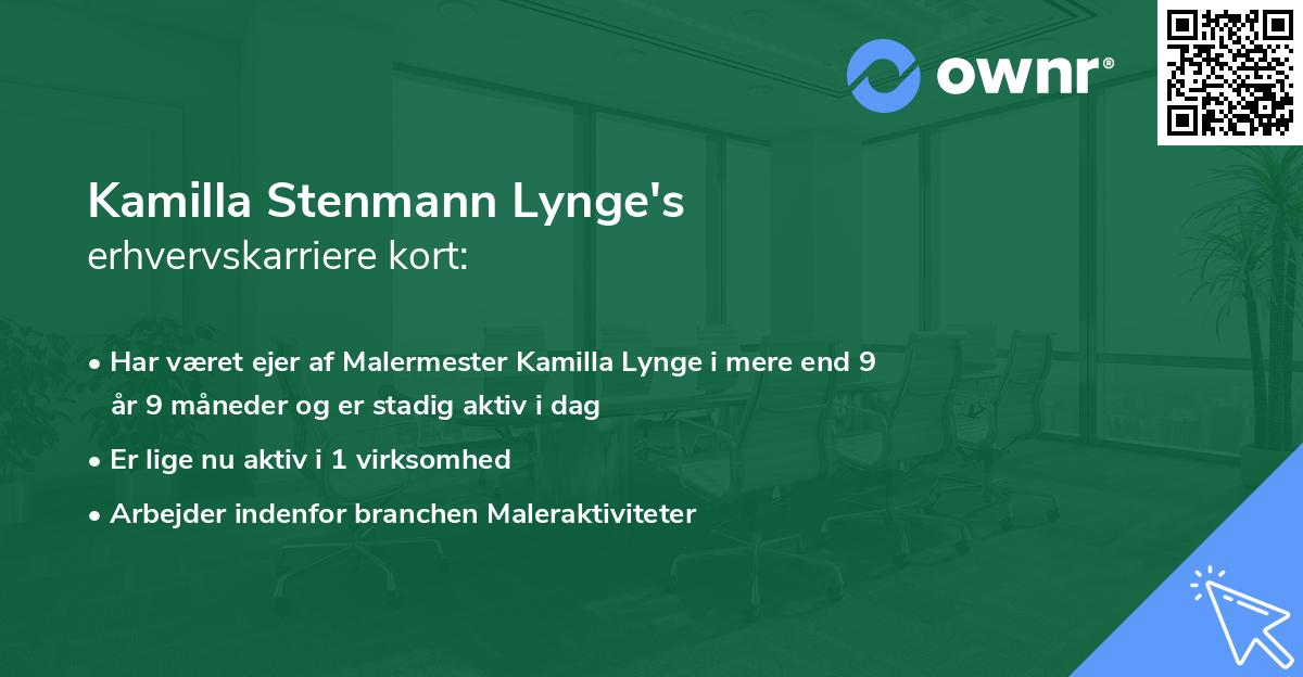 Kamilla Stenmann Lynge's erhvervskarriere kort