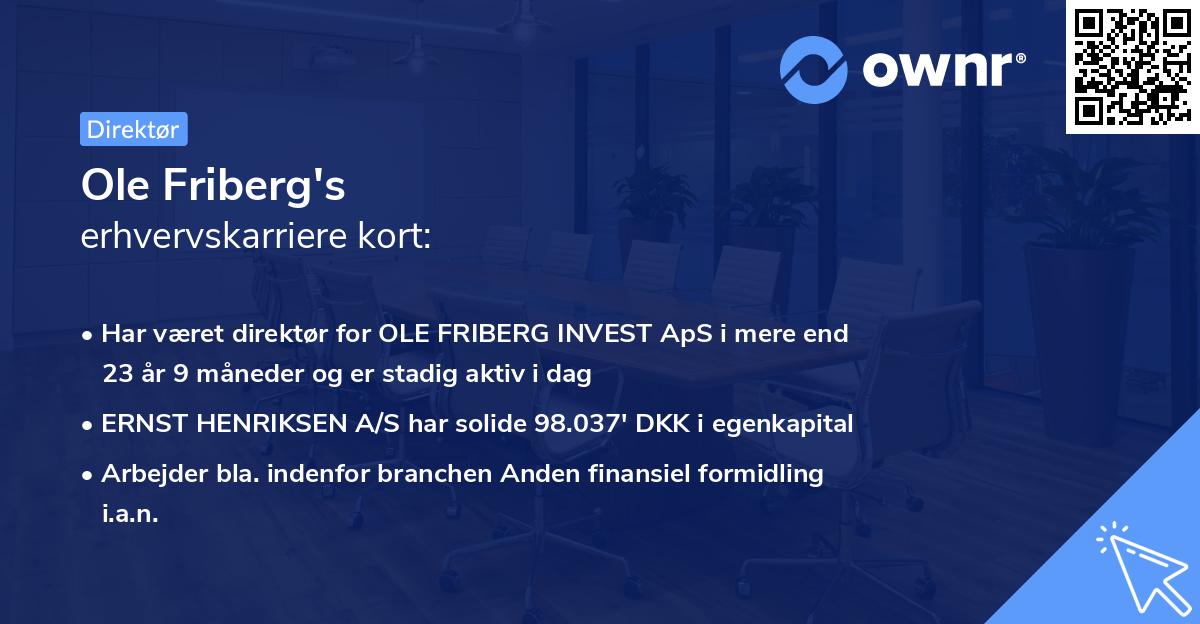 Ole Friberg's erhvervskarriere kort