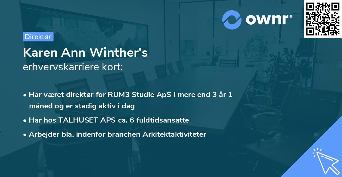 Karen Ann Winther's erhvervskarriere kort