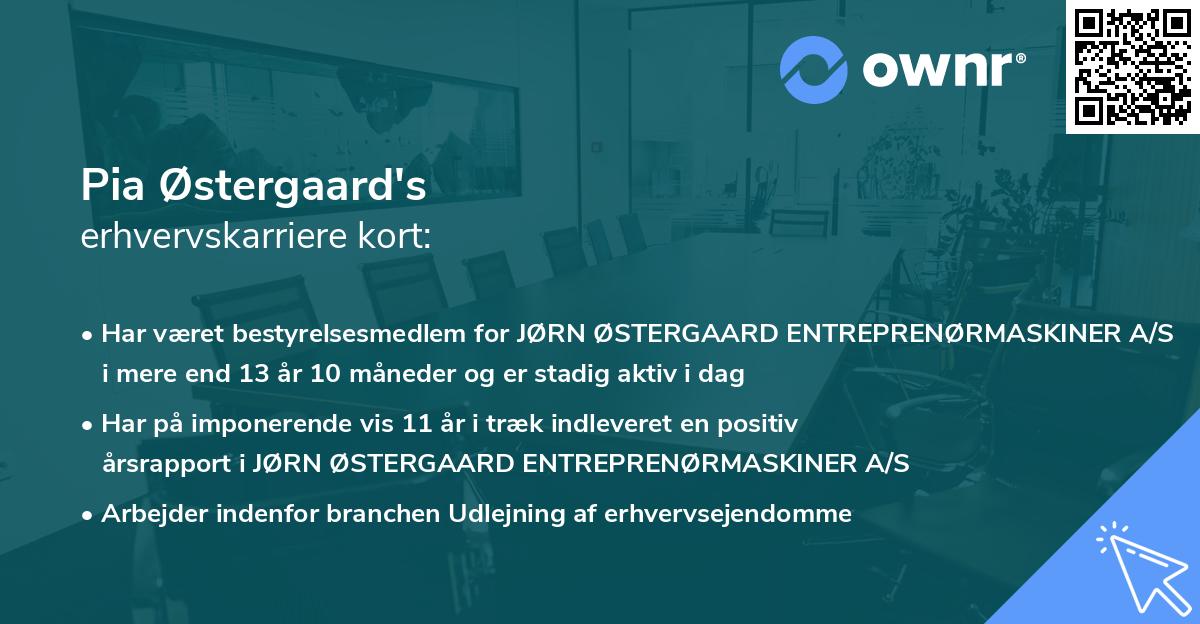 Pia Østergaard's erhvervskarriere kort