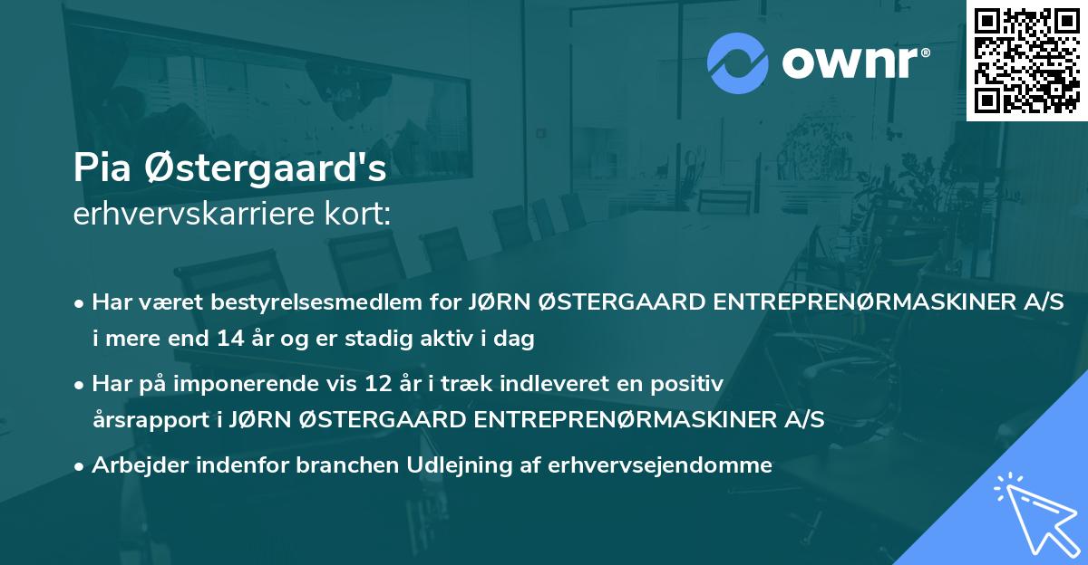 Pia Østergaard's erhvervskarriere kort
