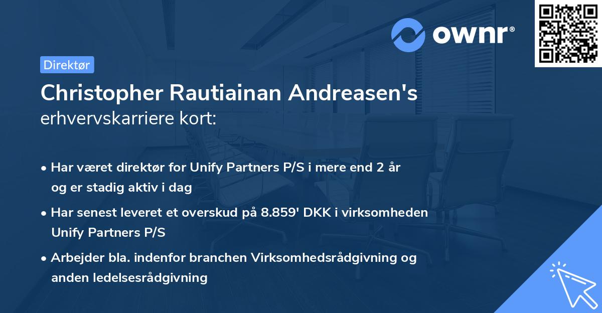Christopher Rautiainan Andreasen's erhvervskarriere kort