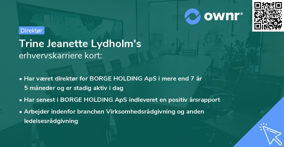 Trine Jeanette Lydholm's erhvervskarriere kort