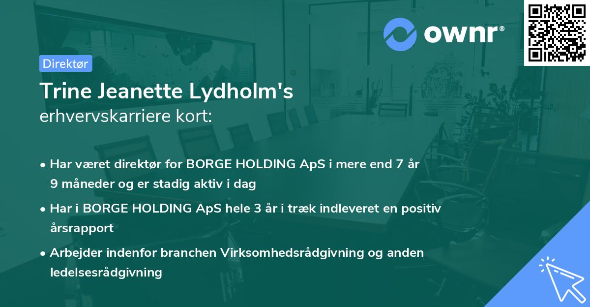 Trine Jeanette Lydholm's erhvervskarriere kort