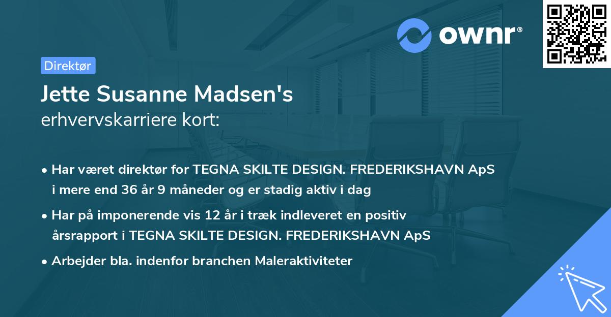 Jette Susanne Madsen's erhvervskarriere kort