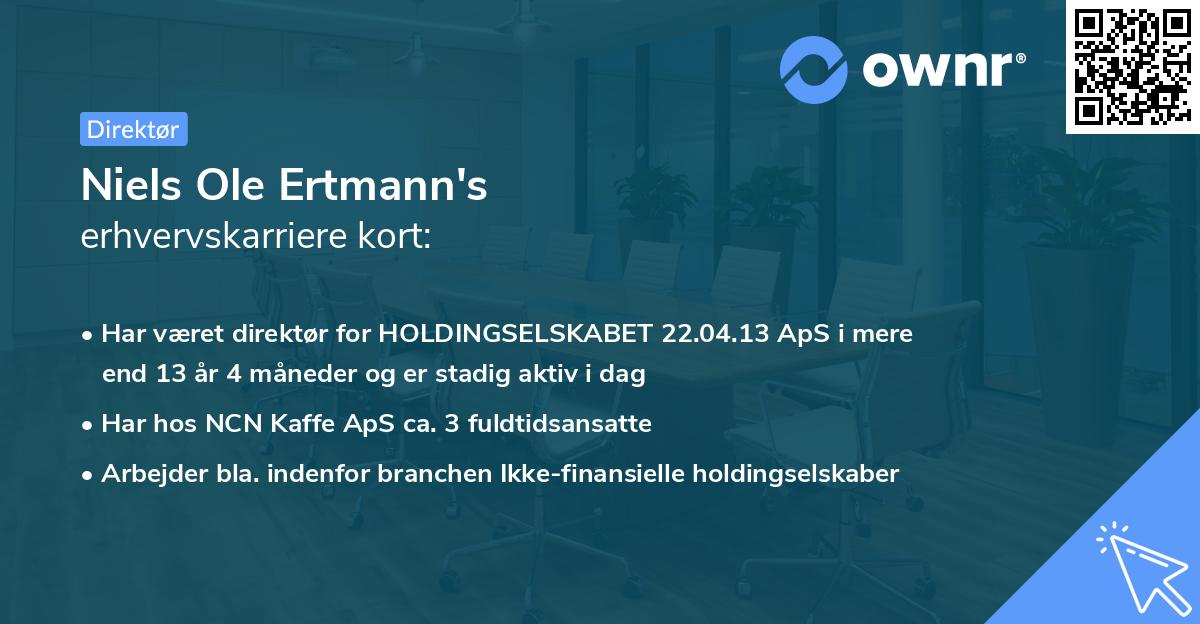 Niels Ole Ertmann's erhvervskarriere kort