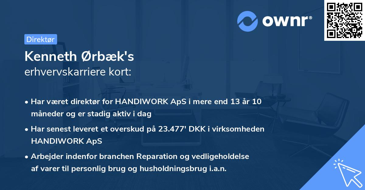 Kenneth Ørbæk's erhvervskarriere kort