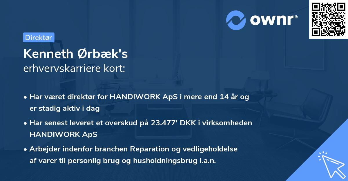 Kenneth Ørbæk's erhvervskarriere kort