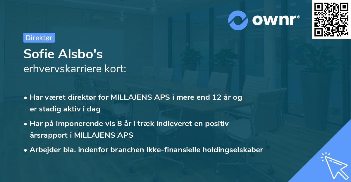 Sofie Alsbo's erhvervskarriere kort