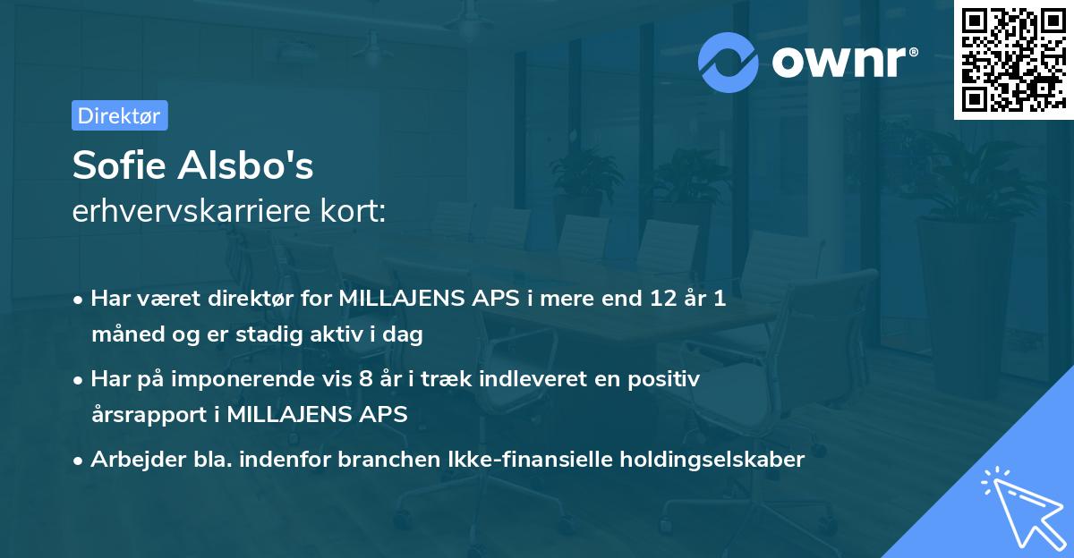 Sofie Alsbo's erhvervskarriere kort