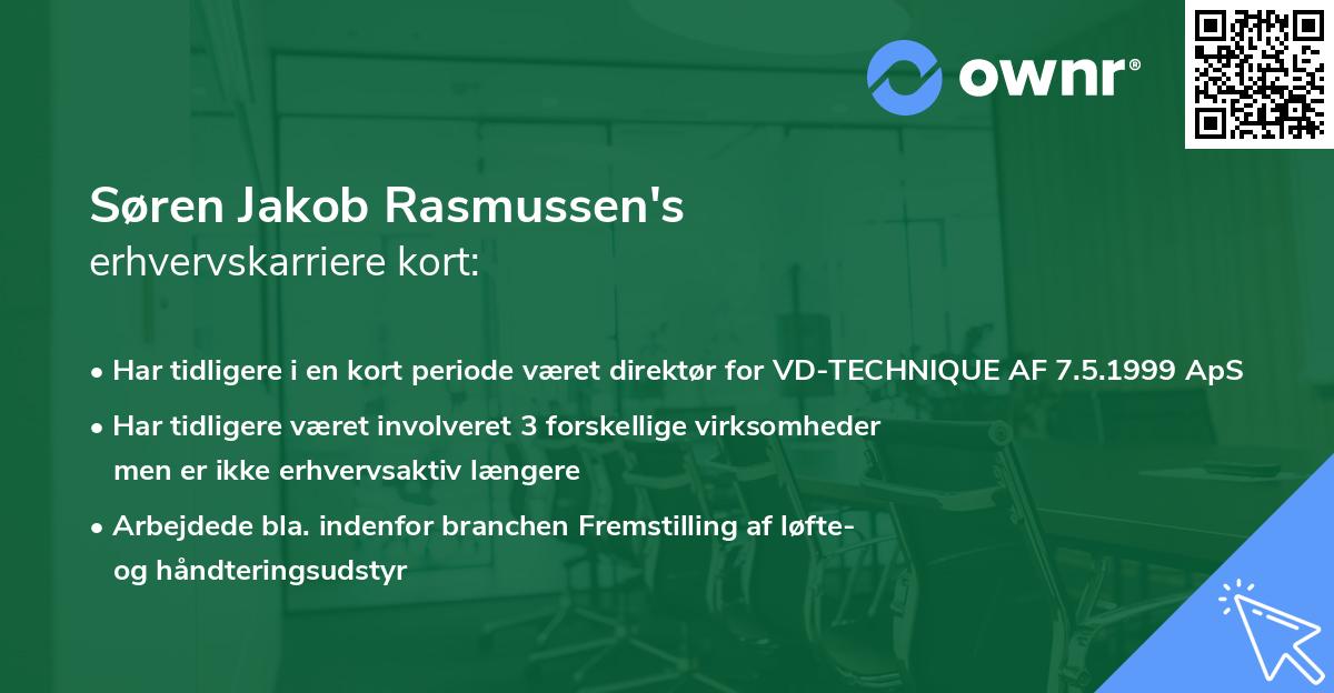 Søren Jakob Rasmussen's erhvervskarriere kort
