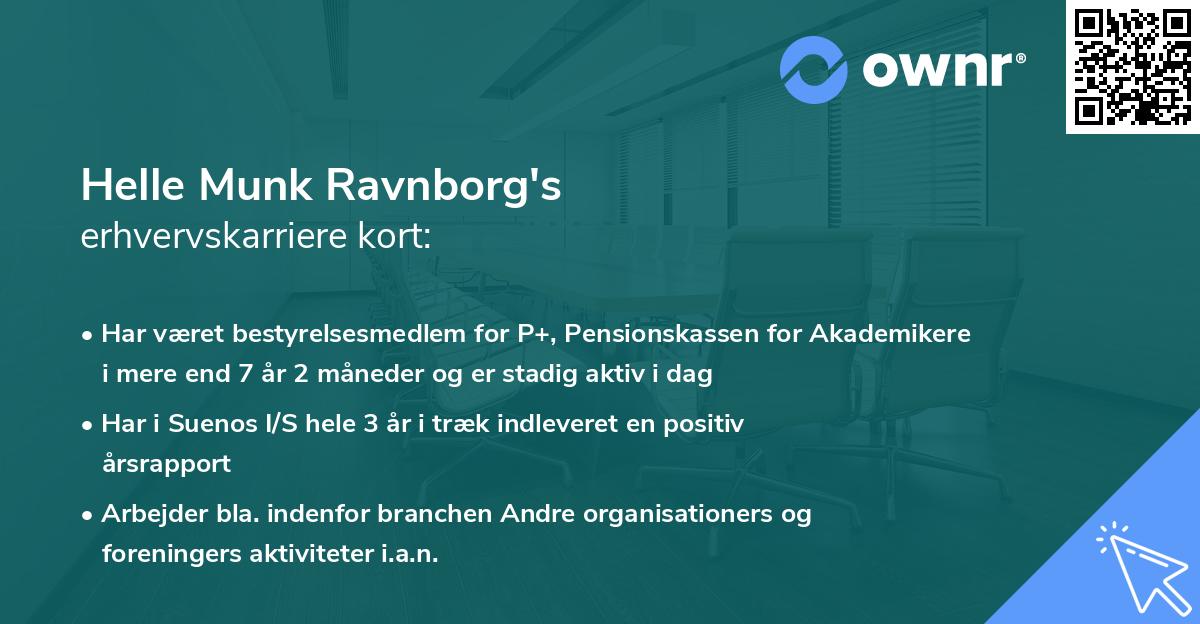 Helle Munk Ravnborg's erhvervskarriere kort
