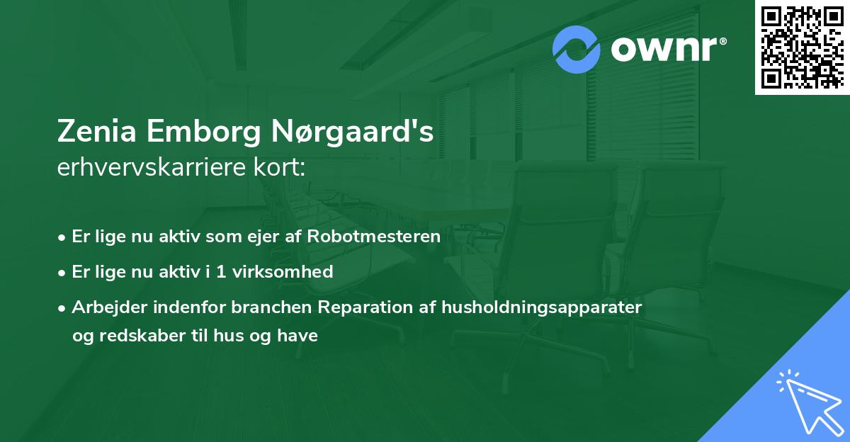 Zenia Emborg Nørgaard's erhvervskarriere kort