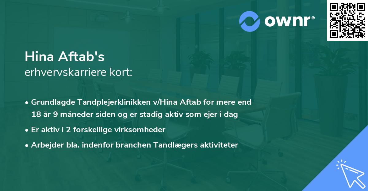 Hina Aftab's erhvervskarriere kort