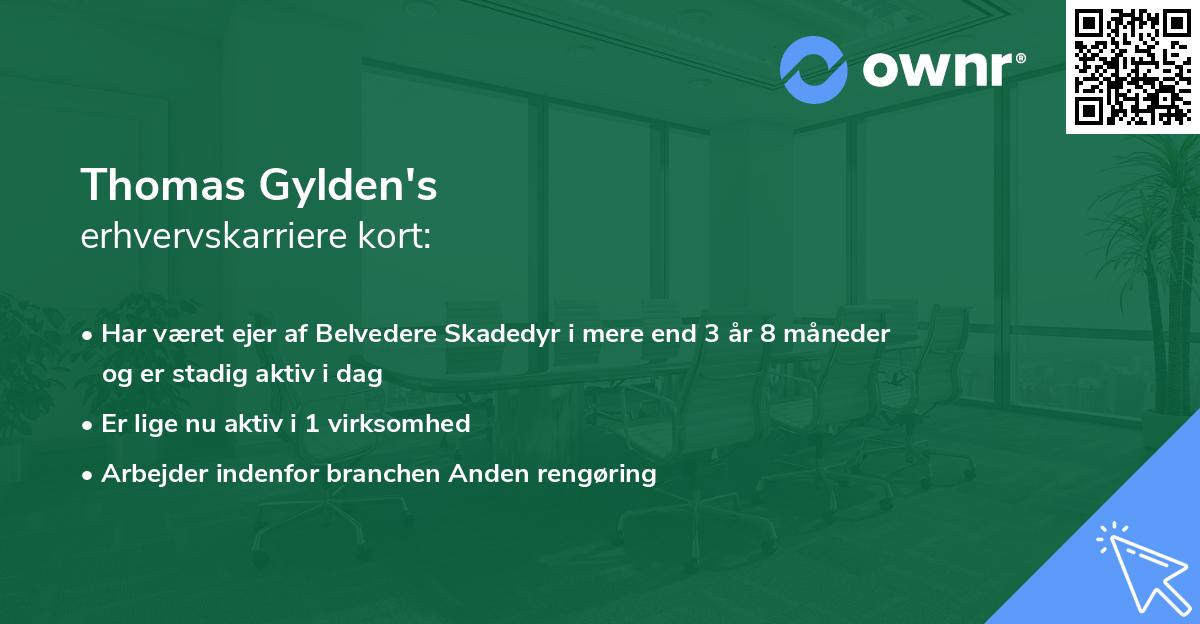 Thomas Gylden's erhvervskarriere kort