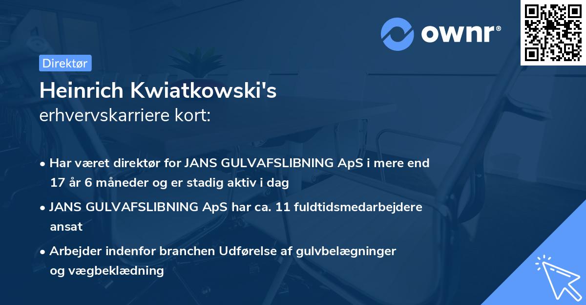 Heinrich Kwiatkowski's erhvervskarriere kort