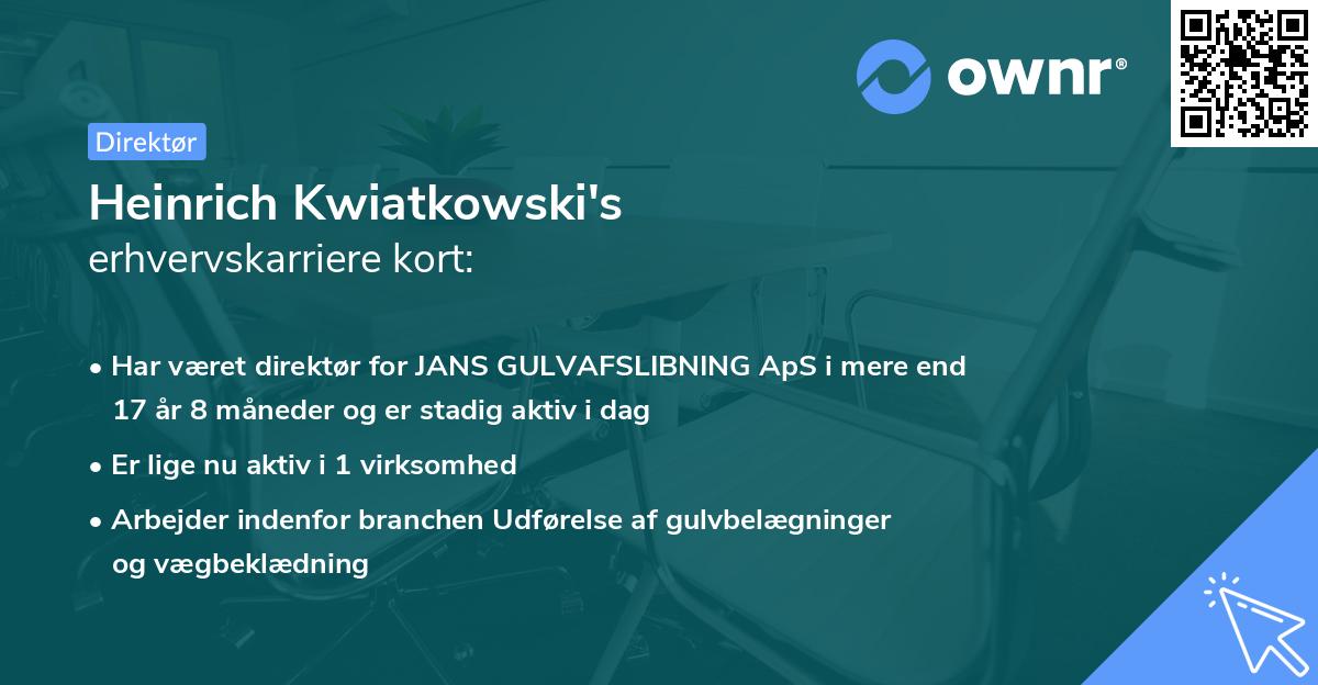 Heinrich Kwiatkowski's erhvervskarriere kort