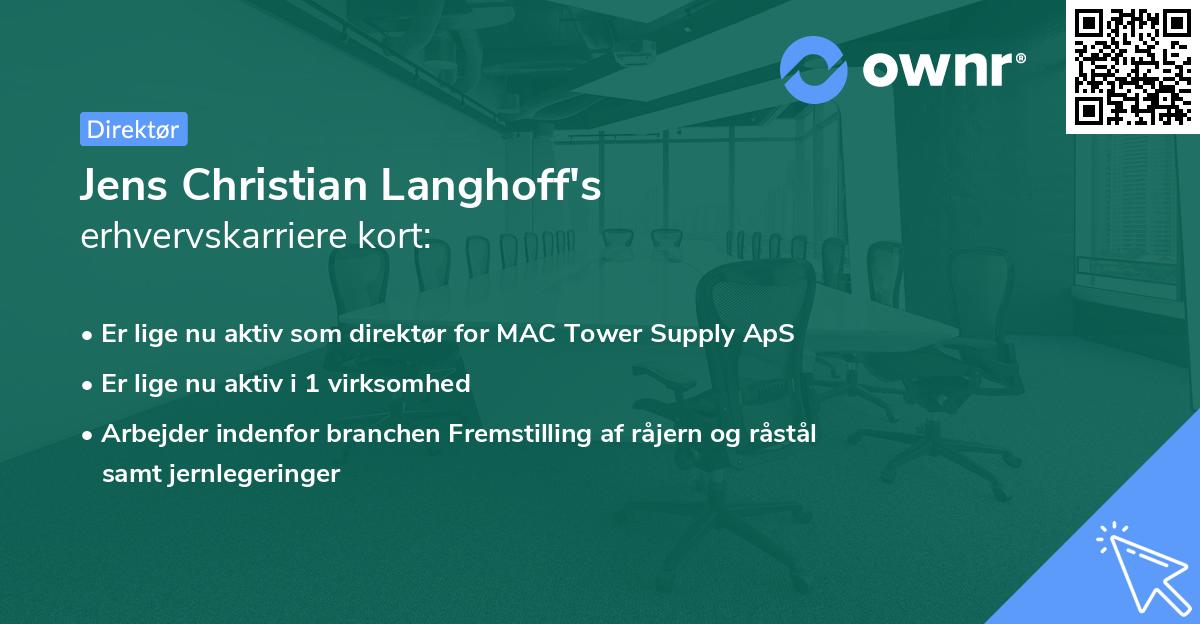 Jens Christian Langhoff's erhvervskarriere kort