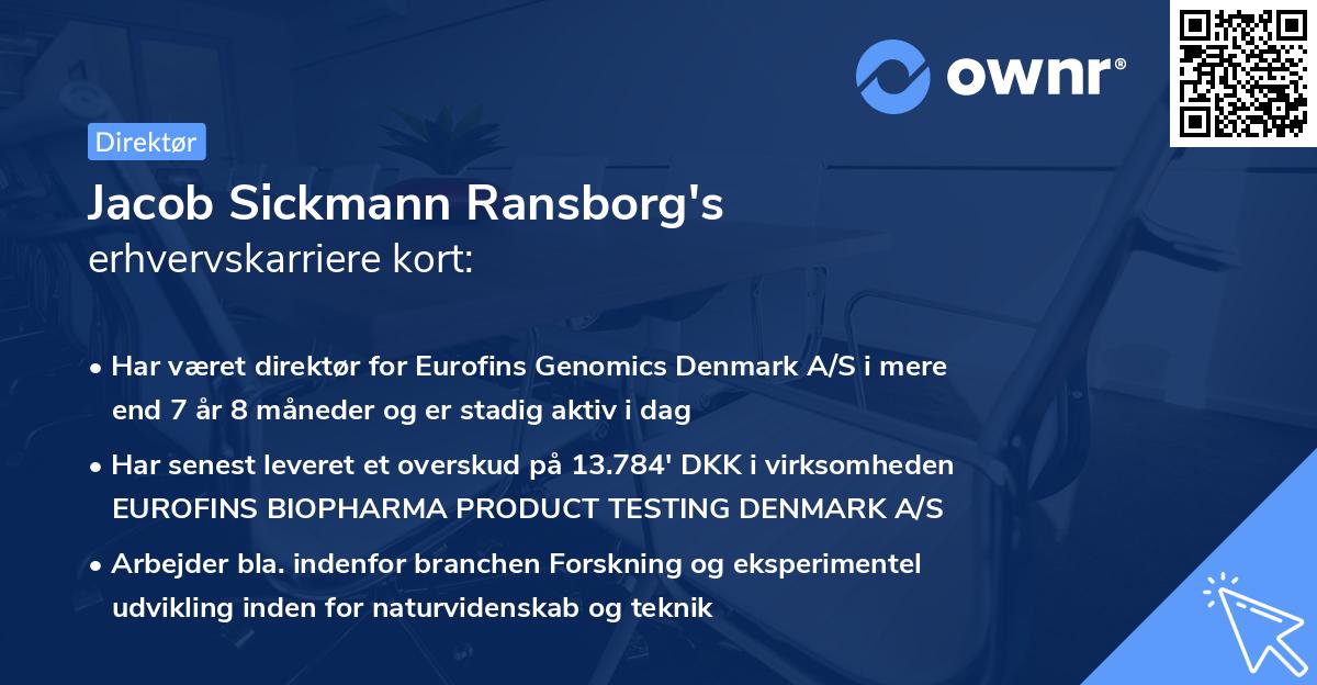 Jacob Sickmann Ransborg's erhvervskarriere kort