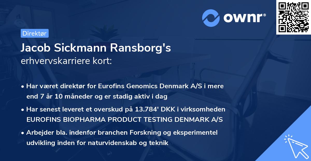 Jacob Sickmann Ransborg's erhvervskarriere kort