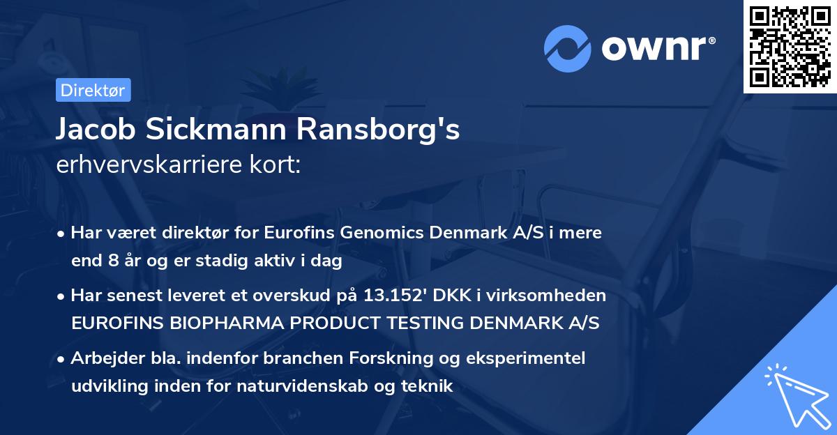 Jacob Sickmann Ransborg's erhvervskarriere kort