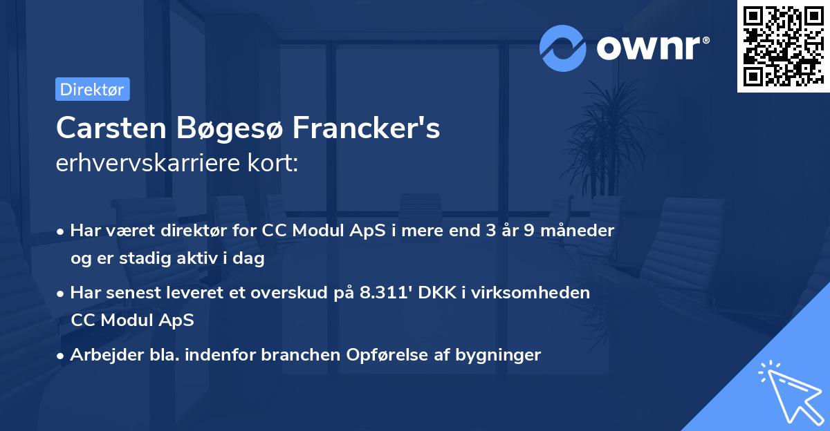 Carsten Bøgesø Francker's erhvervskarriere kort