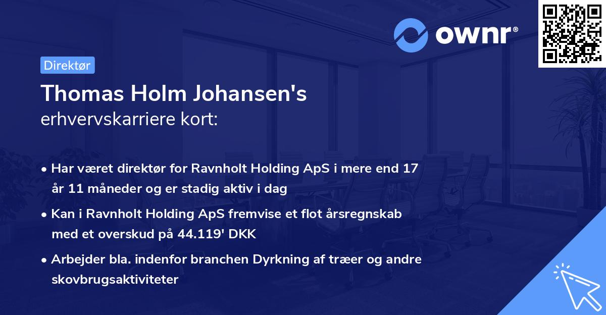 Thomas Holm Johansen's erhvervskarriere kort