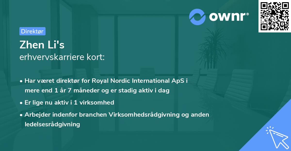 Zhen Li's erhvervskarriere kort