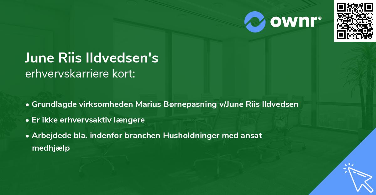June Riis Ildvedsen's erhvervskarriere kort