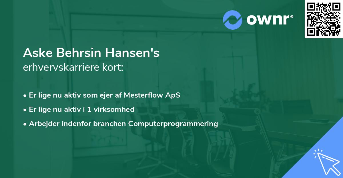 Aske Behrsin Hansen's erhvervskarriere kort
